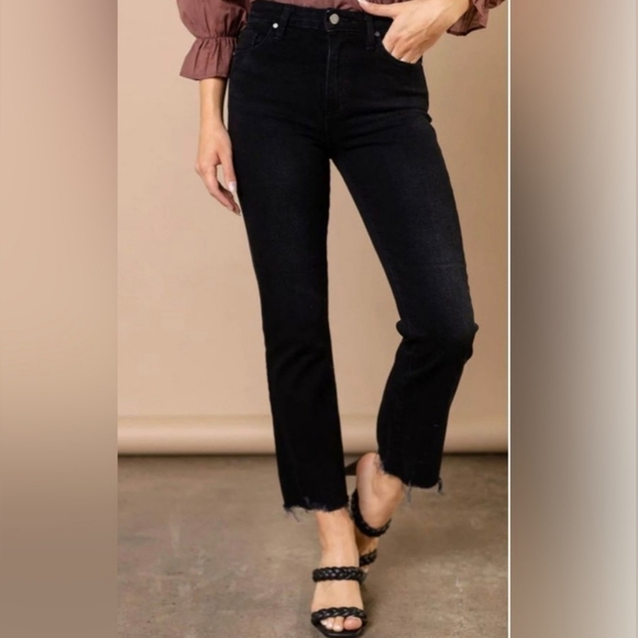 Just Black Denim - New Just Black Denim Distressed Fray Hem Capri Crop Black Jeans Size 29